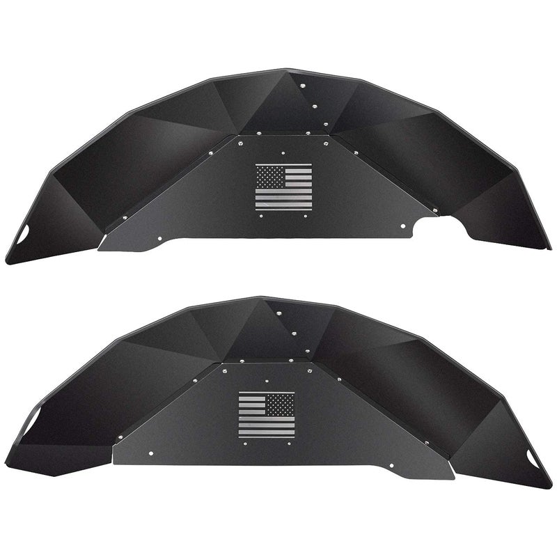 SMALLFATW Aluminum Rear Inner Fender Liner Compatible with 2007-2018 Wrangler JK JKU, US Flag Pattern, Great Fitting&Easy to Install, JK Accessories, Black 2PCS - Image 3